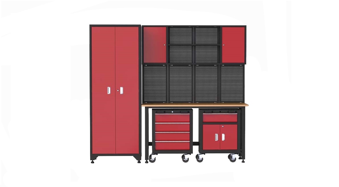 05.088.142, Комплект производственной мебели с набором инструментов из 107-ми предметов, цвет красный