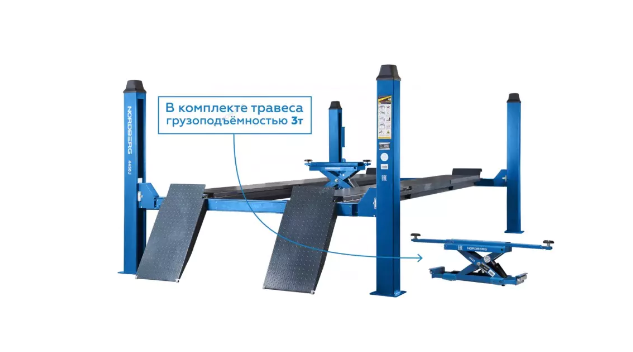 4450, Подъемник четырехстоечный 5т, c траверсой 3т, 380В для сход-развала