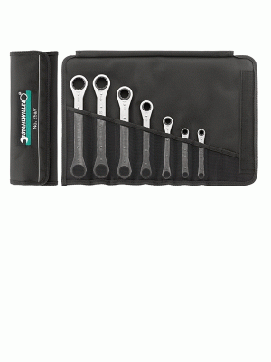 Набор дюймовых накидных гаечных ключей с трещоткой в сворачивающейся сумке, 7 шт