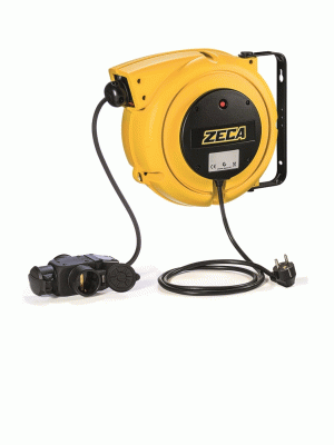 Катушка кабельная 14+1 метр, 220 В, кабель 3 жилы, пластиковый корпус, тройник, ZECA (Италия)